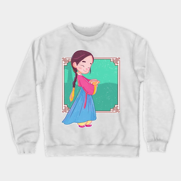 cute hanbok girl Crewneck Sweatshirt by Giullia - Yeppeunyeppeun Art